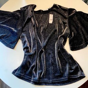 New York and Company BLACK sparkly ✨ top with butterfly sleeves XL